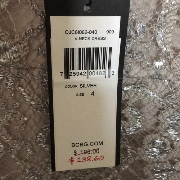 BCBG Maxazria Silver Lace Dress - Picture 6 of 6